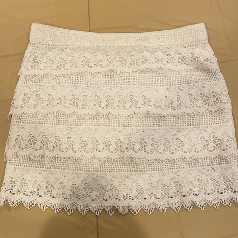 American Eagle Ivory Crochet Lace Trim Mini Skirt